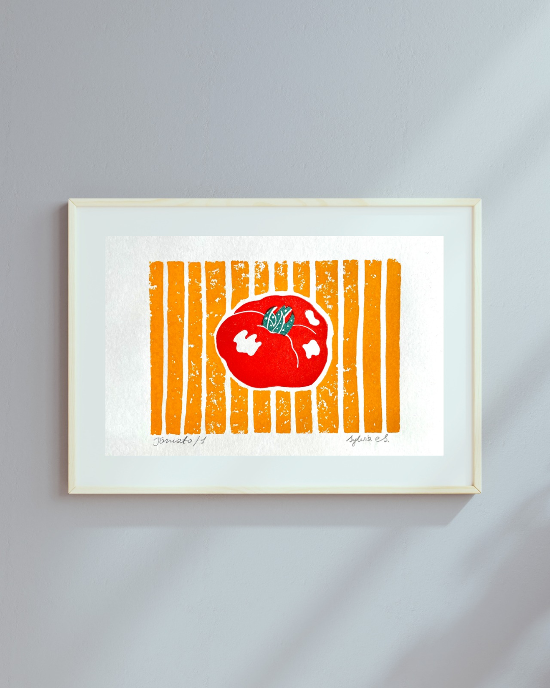 Tomate Linoldruck – handgedruckter Kunstdruck