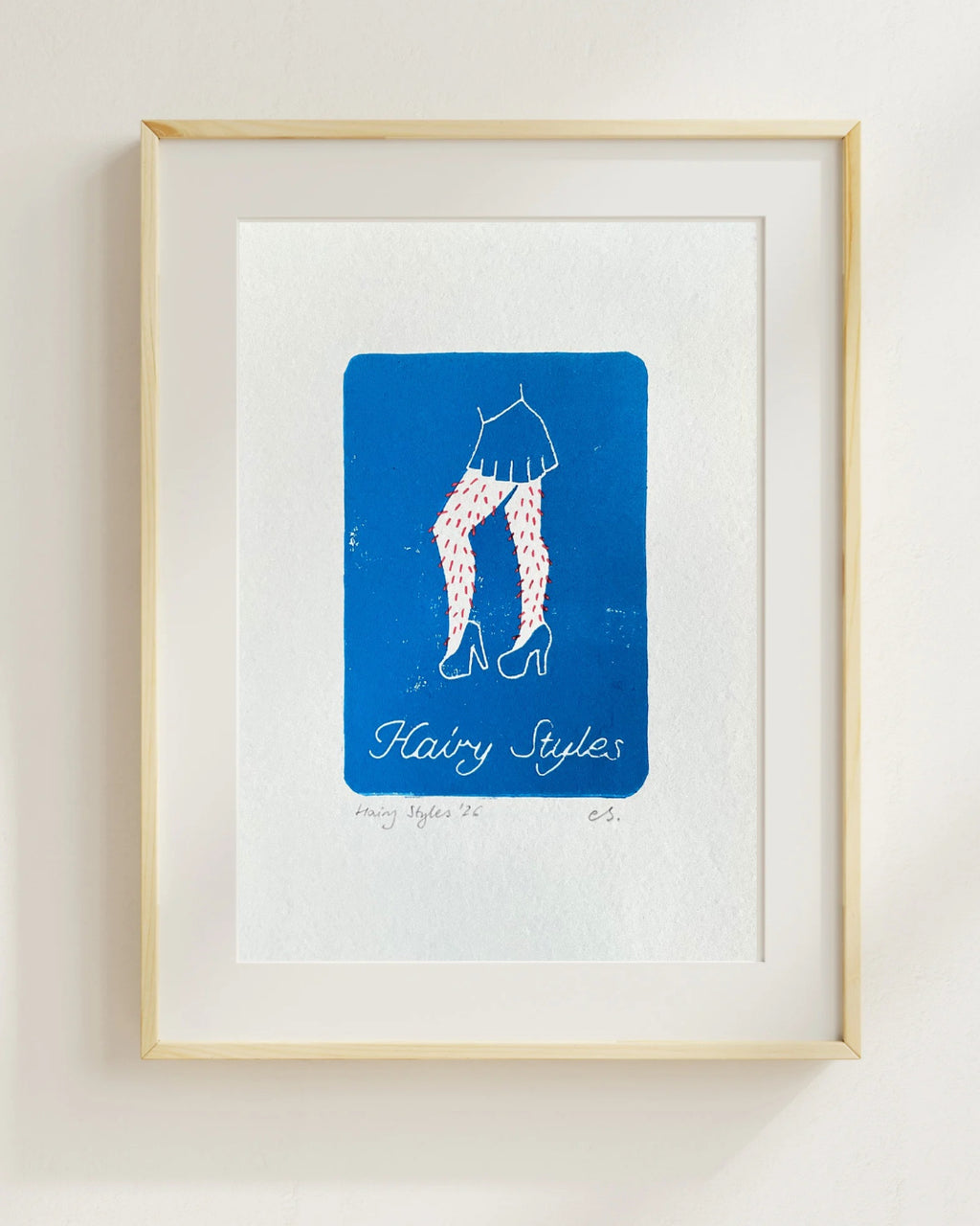 Hairy Styles Linoldruck – handgedruckter Kunstdruck