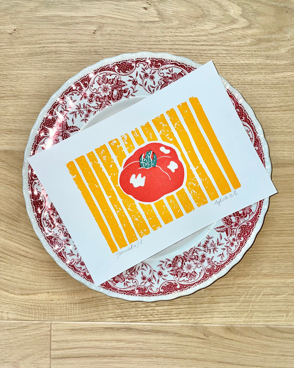 Tomate Linoldruck – handgedruckter Kunstdruck