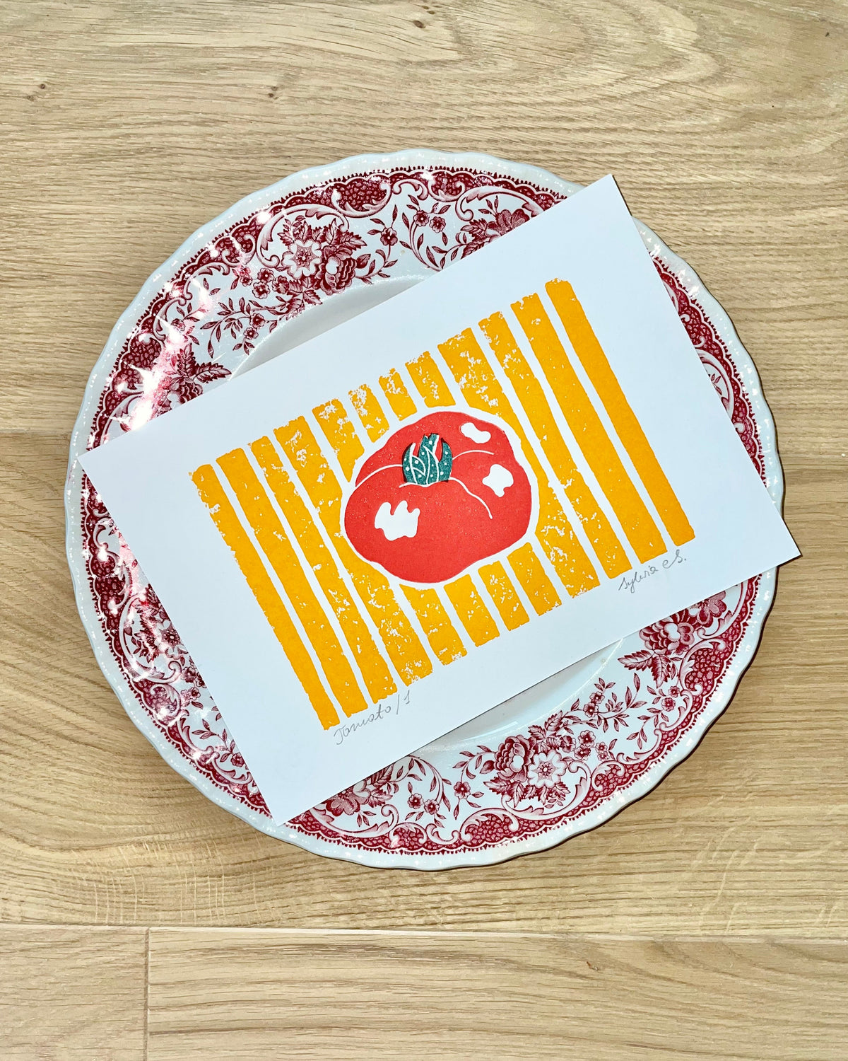 Tomate Linoldruck – handgedruckter Kunstdruck
