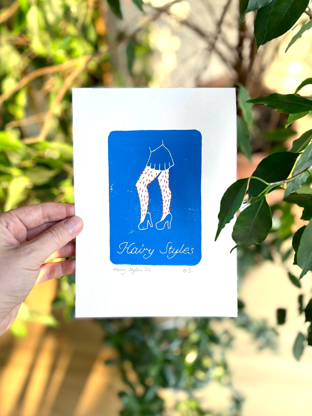 Hairy Styles Linoldruck – handgedruckter Kunstdruck