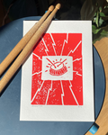 Drum! – hand-printed linocut
