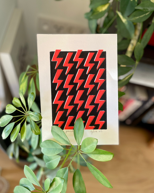 Chaos in paradise – hand-printed linocut
